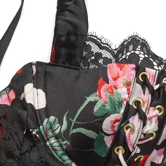 ATELIER x Victoria's Secret 34D Black Roses Balconette Bra